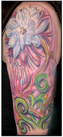 Looking for unique  Tattoos? Queen of the night flower half sleeve tattoo